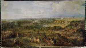 Widok na miasto Luksemburg z łaźni Mansfeld ... autorstwa Adam Frans van der (circle of) Meulen