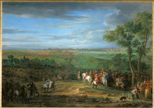Przybycie Ludwika XIV do obozu przed Maastricht, czerwiec 1673 r. ... autorstwa Adam Frans van der Meulen