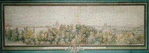 Widok na Paryż z warsztatu Gobelinów (wc na papierze) autorstwa Adam Frans van der Meulen