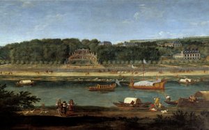 Widok zamku Saint Cloud z galerią królewską na Sekwanie Obraz Adama Van der Meulena (1632-1660) autorstwa Adam Frans van der Meulen