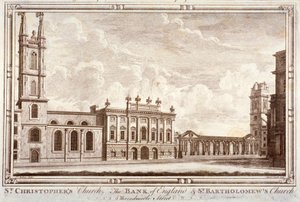 Bank of England, St Christopher-le-Stocks i St Bartholomew-by-the-Exchange, Londyn, ok. 1775 autorstwa Adam Smith