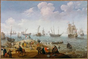 Scena wędkarska Obraz Adama Willaertsa (1577-1664) XVII w. Ze zbiorów prywatnych
