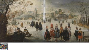 Niemiecki: Zimowy krajobraz z łyżwiarzami Zimowy krajobraz z łyżwiarzami autorstwa Adam van Breen