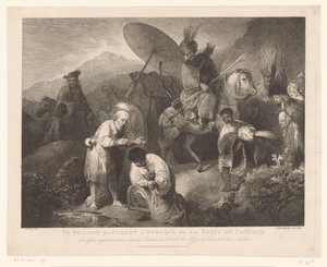 De doop van de kamerling door Philippus Św. Filip chrzczący eunucha królowej Candace (tytuł na obiekcie) autorstwa Adam von Bartsch