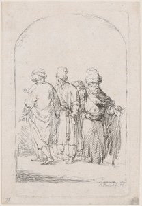 Grupa czterech stojących mężczyzn w orientalnych strojach, 1795.