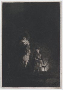 Jeździec i chłopiec z latarnią, 1797. autorstwa Adam von Bartsch