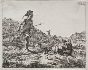 Pasterz goni wilka, 1803. autorstwa Adam von Bartsch