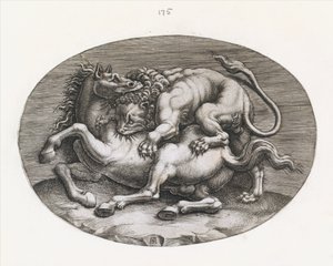 Lustro rzymskiej świetności: Lew atakujący konia, ok. 1540-80.