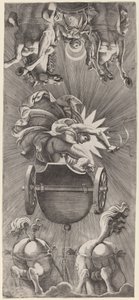 Zachód słońca z rydwanami Apolla i Diany autorstwa Adamo Scultori after Giulio Romano
