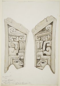 Rzeźbiony relief kamienny z Veracruz, Meksyk (akwarela) autorstwa Adela Breton