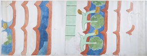 Kopia malowidła ściennego ze Świątyni Rolnictwa, Teotihuacan, Meksyk (akwarela, kolor ciała, grafit) autorstwa Adela Breton