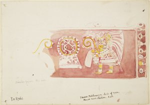 Fresk z Casa de Barrios, Teopancaxco, Teotihuacan, Meksyk (akwarela) autorstwa Adela Breton