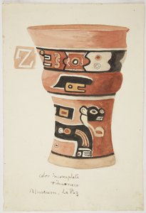 Obraz wazy z Tiahuanaco (Tiwanaku), Boliwia (akwarela)