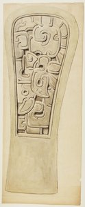 Kamienny relief z Veracruz, Meksyk (akwarela i grafit) autorstwa Adela Breton
