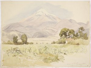 Wulkan Orizaba, niedaleko S Juan, Coscomatepec, Meksyk (akwarela) autorstwa Adela Breton