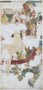 Akwarela na papierze lnianym Narysowanie muralu ze skarbca w dużej komnacie w Casa de Monjas, Chichen Itza, Meksyk (akwarela i kolor nadwozia) autorstwa Adela Breton