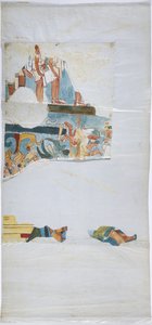 Akwarela na papierze lnianym Narysowanie muralu ze skarbca w dużej komnacie, Casa de Monjas, Chichen Itza, Meksyk (akwarela i kolor nadwozia) autorstwa Adela Breton