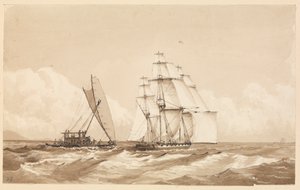 Podwójny kajak u wybrzeży Moalu, Wyspy Feejee, 26 września 1849 r. [Fidżi] autorstwa Admiral Sir Edward Gennys Fanshawe