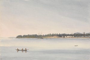 "Fort Rupert, Beaver Harbour, wyspa Vancouver, 23 lipca 1851 [Kanada]". autorstwa Admiral Sir Edward Gennys Fanshawe