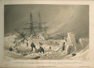 Załoga H.M.S. Terror dopełniający śnieżne ściany podczas silnej wichury autorstwa Admiral William Henry Smyth