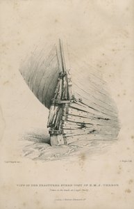 Widok na pękniętą rufę statku H.M.S. Terror: zrobione na plaży w Lough Swilly autorstwa Admiral William Henry Smyth