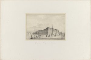 Widok Beursgebouw w Rotterdamie, 1854 Widok na Beursgebouw w Rotterdamie (tytuł na obiekcie) Towarzystwo Promocji Toonkunst, jego Festiwal Muzyczny i miasto Rotterdam. pamięć roku 1854 (tytuł serii na obiekcie)