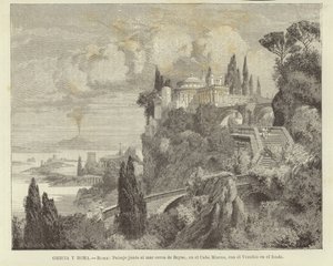 Grecja i Rzym - Rzym: Krajobraz nad morzem w Cape Miseno z Wezuwiuszem w tle.