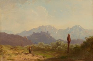 Lot pod Salzburgiem z widokiem na Twierdzę Hohensalzburg i górujący za nią Untersberg