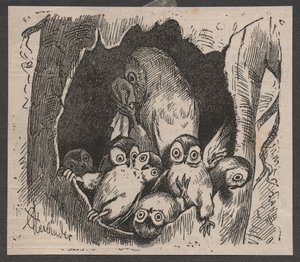 Sowa z młodymi, ok. 1890 r. (szybki wydruk) autorstwa Adolf Oberländer