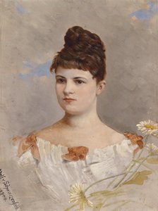 Portret Ottilie Schneitt von Schwarzenfeld zgodnie z etykietą z tyłu autorstwa Adolf d. Ä. Schreitter von Schwarzenfeld