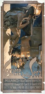 Plakat reklamujący „Corriere della Sera”, wydrukowany w Mediolanie, 1898 r.