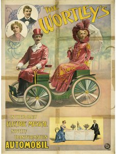 Wortley jest w swojej wielkiej elektrycznej, muzycznej transformacji, Automobil, 1896 r autorstwa Adolph Friedländer