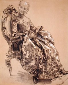Studium księżnej Amalii pruskiej (kreda na papierze) autorstwa Adolph Menzel