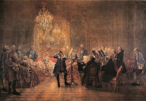 Koncert na flet z Fryderykiem Wielkim w Sanssouci autorstwa Adolph Menzel