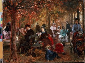 „Dans le jardin du Luxembourg a Paris” (w Ogrodzie Luksemburskim) Obraz Adolpha Friedricha von Menzel (1815-1905) autorstwa Adolph Menzel