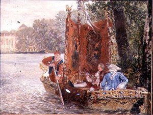 River Trip w Rheinsburgu, 1860 (olej) autorstwa Adolph Menzel