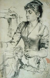 Studium kontrybucyjne (ołówek z wytłoczeniem na papierze) autorstwa Adolph Menzel