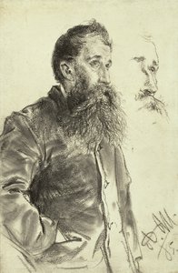 Studium mężczyzny z brodą z ręką w kieszeni, 1885 autorstwa Adolph Menzel