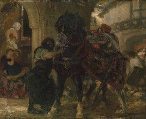 Rycerz w kuźni, 1865 autorstwa Adolph Menzel