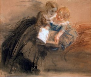 Młoda kobieta z dzieckiem, w latach 1844-1850. autorstwa Adolph Menzel