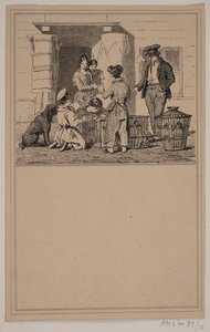 Ptaki w niewoli. Nie. 9 w Chr. Winther i M. Rørbye, „25 obrazków dla małych dzieci” autorstwa Johan Adolph Kittendorff