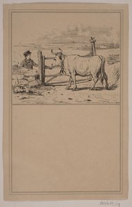 Krowa i chłopiec. Nie. 12 w Chr. Winther i M. Rørbye, „25 obrazków dla małych dzieci” autorstwa Johan Adolph Kittendorff