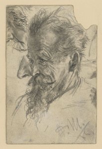 Głowa starszego mężczyzny z bródką typu „knebel” oraz detale autorstwa Adolph Menzel
