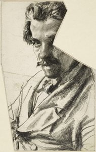 Portret mężczyzny z brodą, zwróconego w lewo, z głową skierowaną w stronę widza autorstwa Adolph Menzel