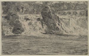 Wodospady Renu w Schaffhausen Rhein Falls z Schaffhausen, 1885. autorstwa Adolph Menzel