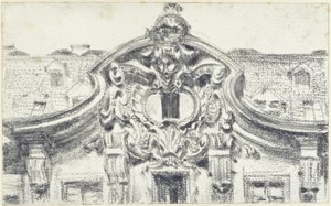 Szczyt środkowej części wysuniętej części budynku Palais du Saxe w Dreźnie autorstwa Adolph Menzel