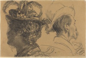 Głowy mężczyzny i kobiety autorstwa Adolph Menzel