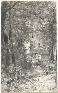Krajobraz z praczką autorstwa Adolph Menzel