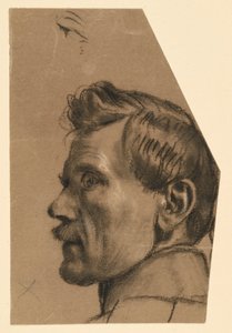 Męska głowa z wąsami, widziana z profilu w lewo autorstwa Adolph Menzel
