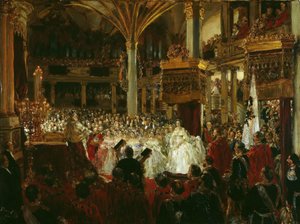 Koronacja Wilhelma I na króla Prus na zamku w Królewcu w latach 1861, 1861. autorstwa Adolph Menzel